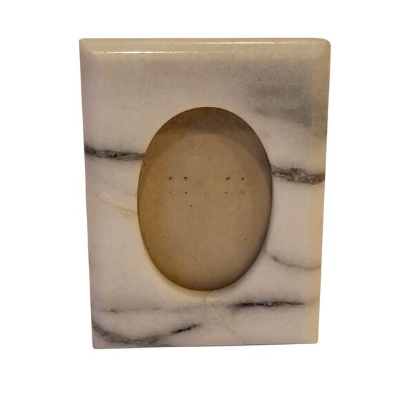 Vintage Marble Photo Frame Oval 4x3 Stone 1980s Mid Century Decor - Picture 5 of 10